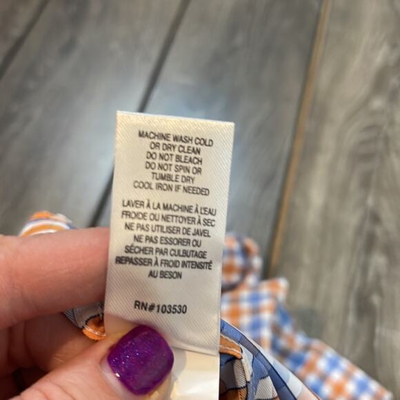 Nicoby Orange and Blue Check Print Long Sleeve Button Down Men's Size Large NWT - Picture 6 of 7